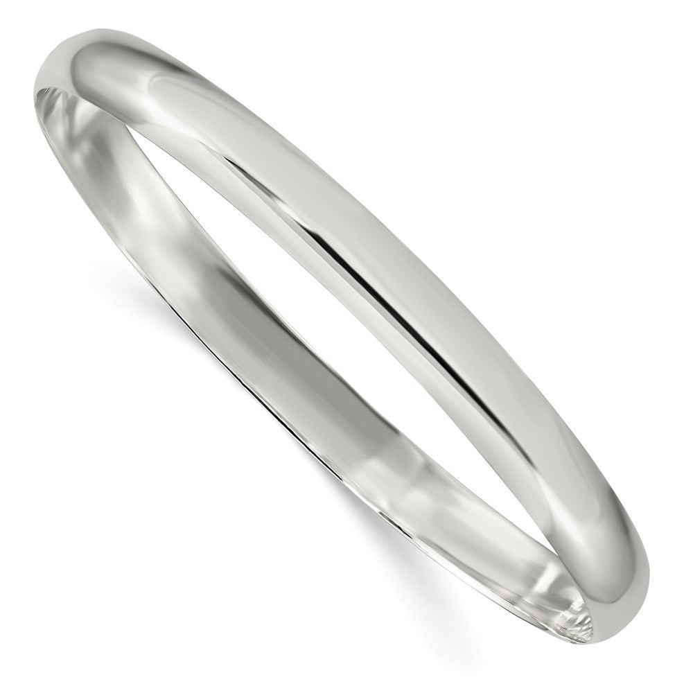 Sterling Silver 6.25mm Solid Polished Plain Slip-On Bangle Bracelet