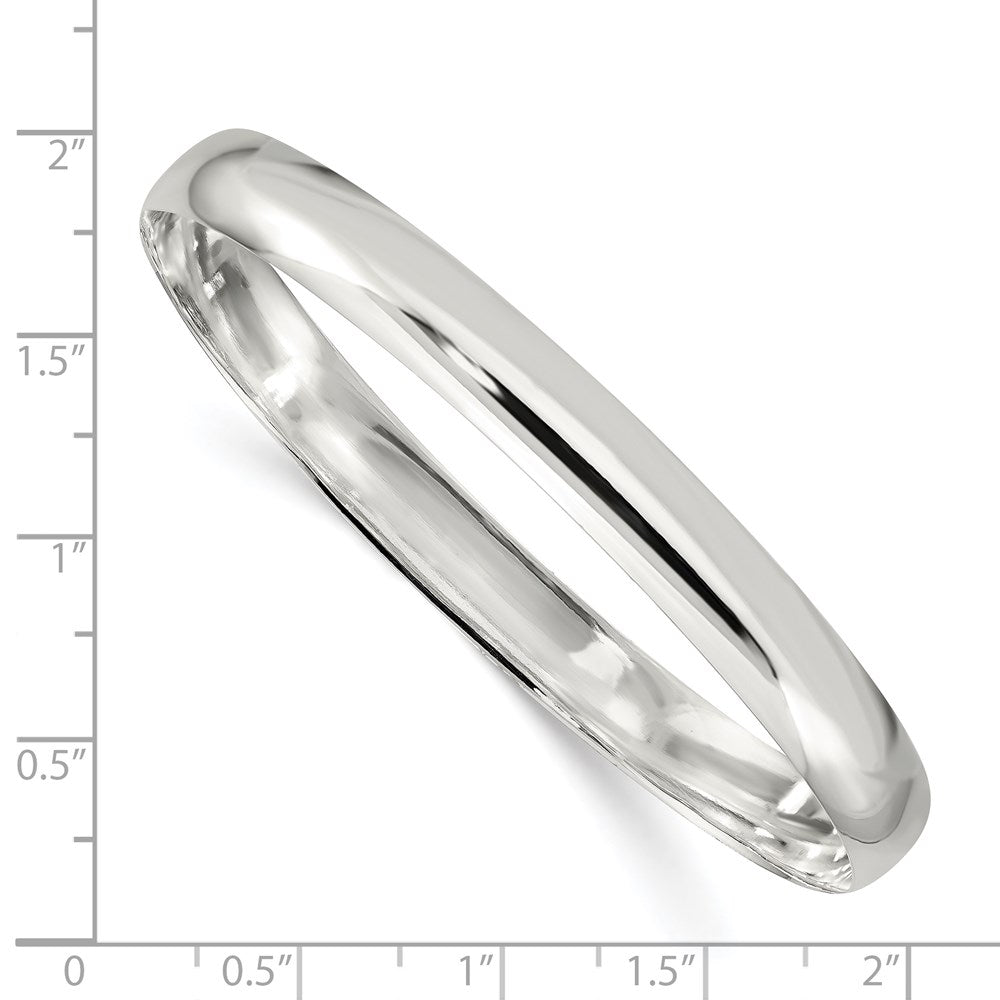 Sterling Silver 7mm Solid Polished Plain Slip-On Bangle Bracelet