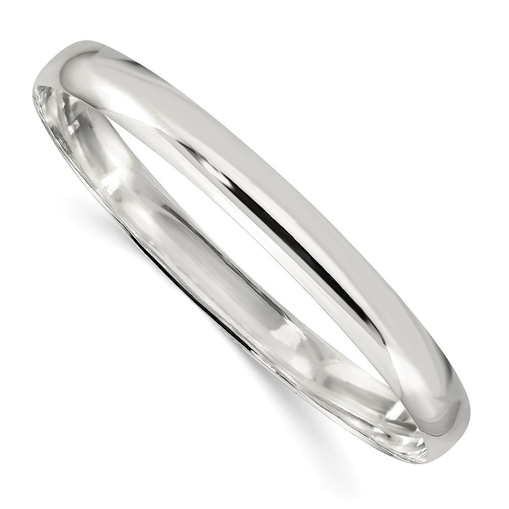 Sterling Silver 7mm Solid Polished Plain Slip-On Bangle Bracelet