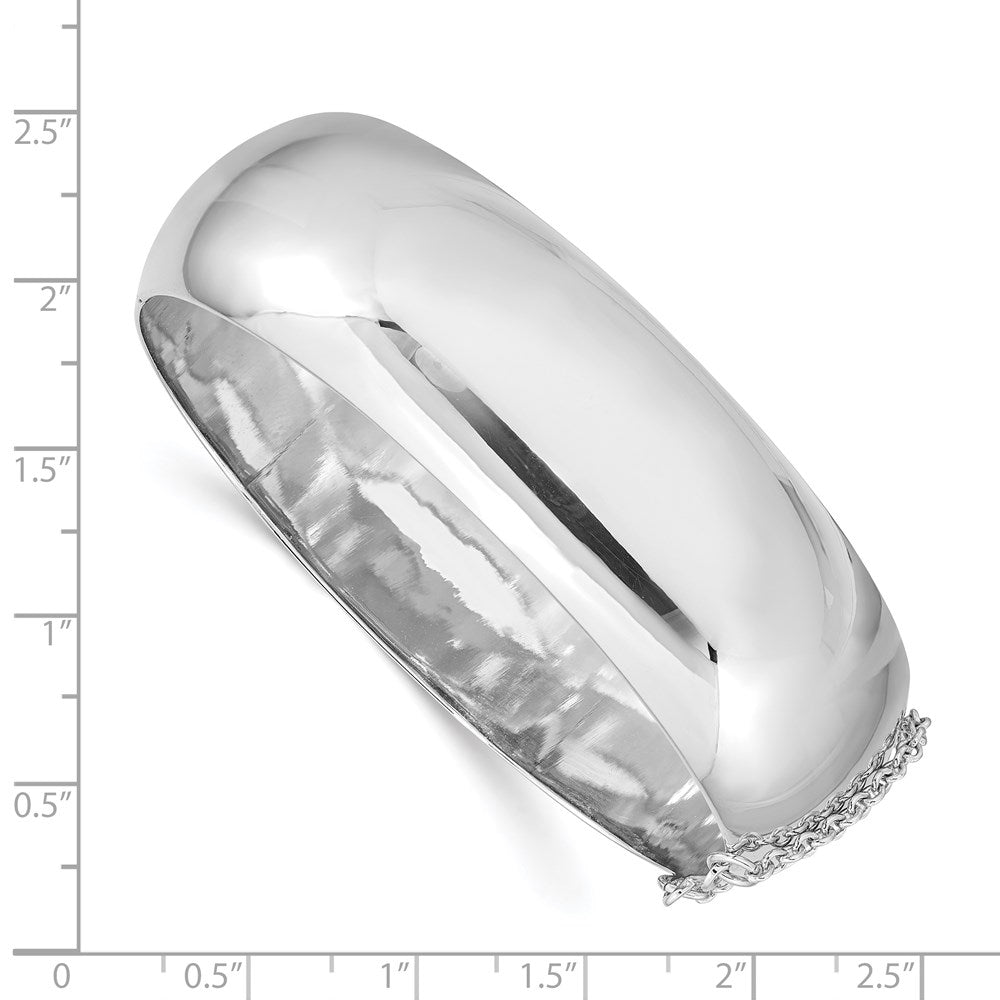 Sterling Silver Rhodium-plated 20mm Fancy Hinged Bangle Bracelet