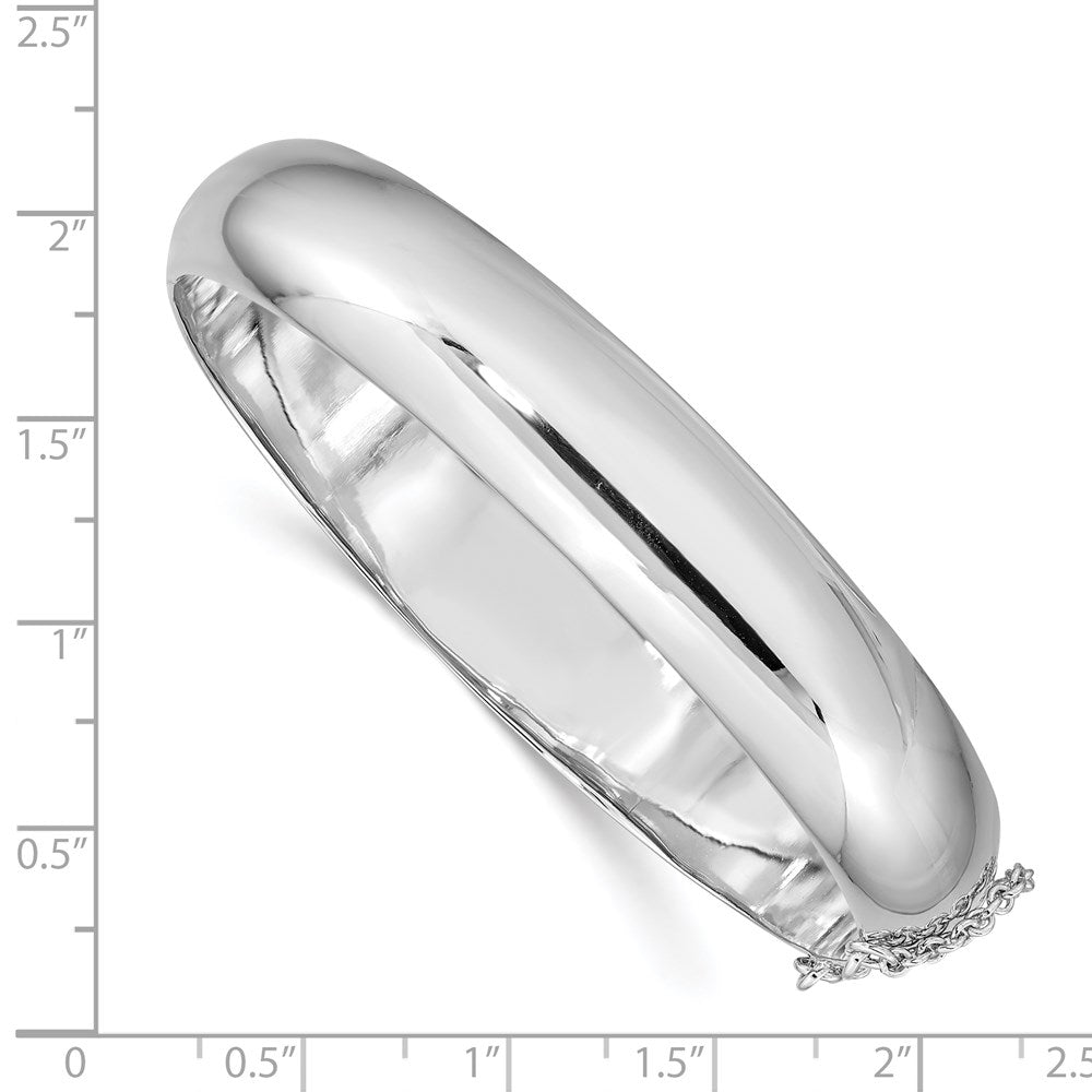 Sterling Silver Rhodium-plated 12.00mm Hinged Bangle Bracelet