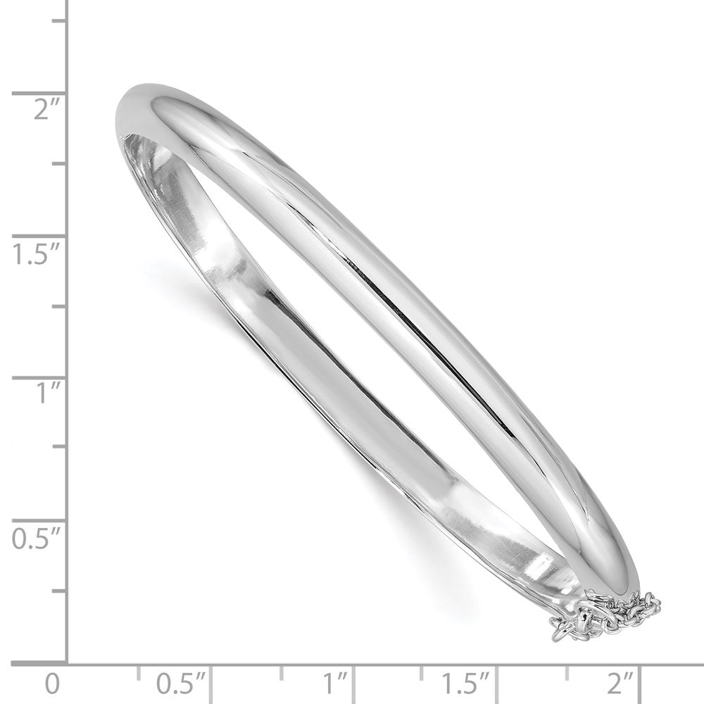 Sterling Silver Rhodium-plated 5mm w/Chain Hinged Bangle