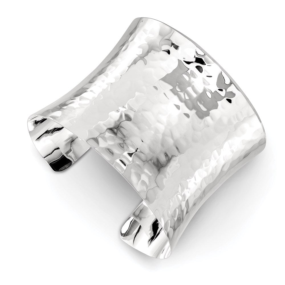 Sterling Silver 49.5mm Hammered Cuff Bangle