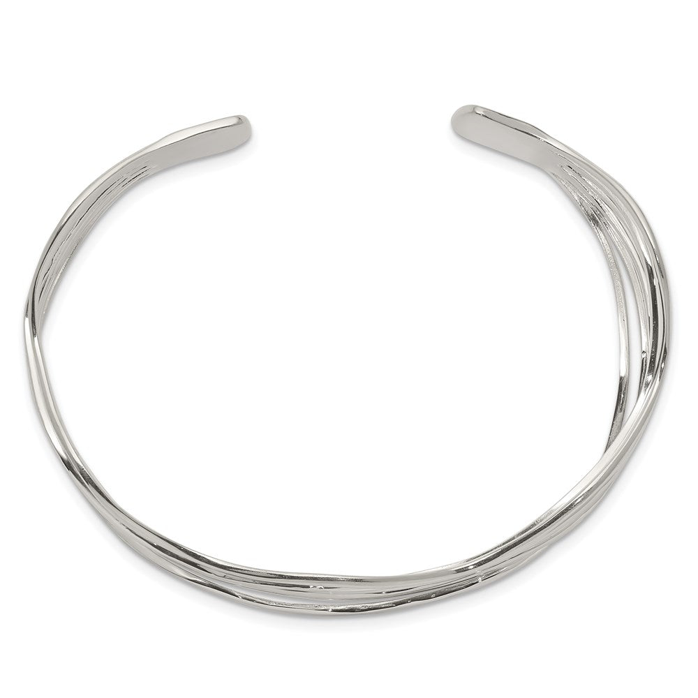 Sterling Silver Multi-strand Wavy Cuff Bangle