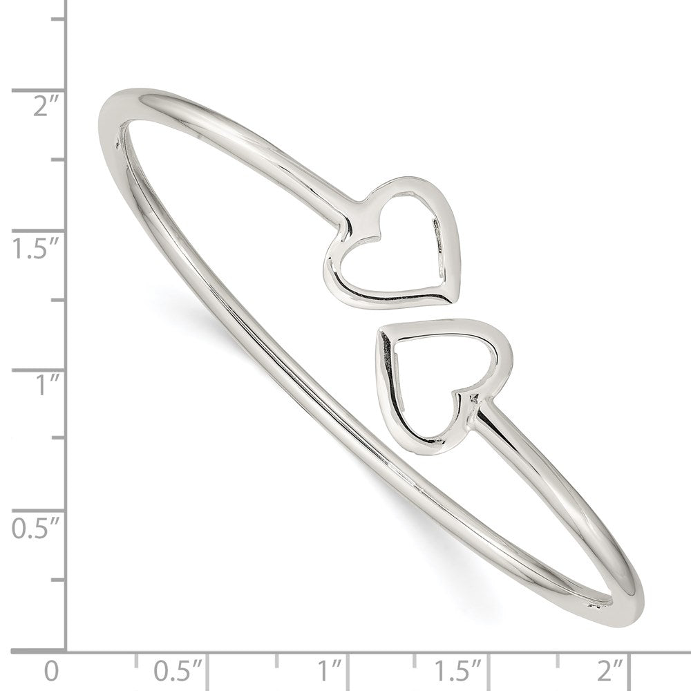 Sterling Silver Polished Heart Bangle