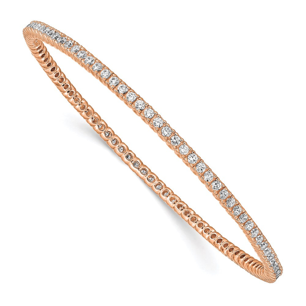 Sterling Shimmer Sterling Silver Rose-tone Flash Rose Gold-plated 93 Stone CZ Bangle Bracelet