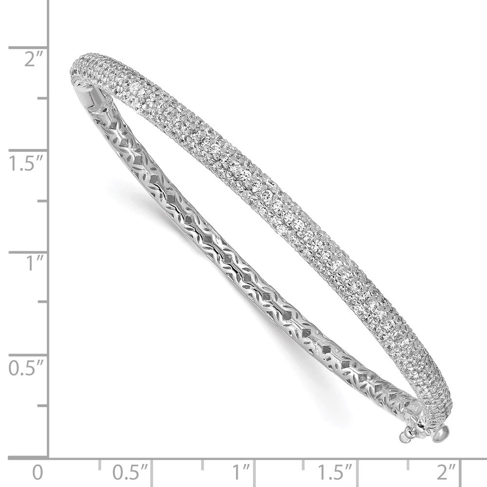 Sterling Shimmer Sterling Silver Rhodium-plated 175 Stone Pav√á CZ Hinged Bangle Bracelet