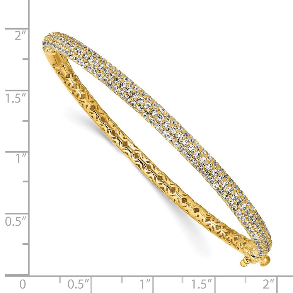 Sterling Shimmer Sterling Silver Gold-tone Flash Gold-plated 175 Stone Pav√á CZ Hinged Bangle Bracelet