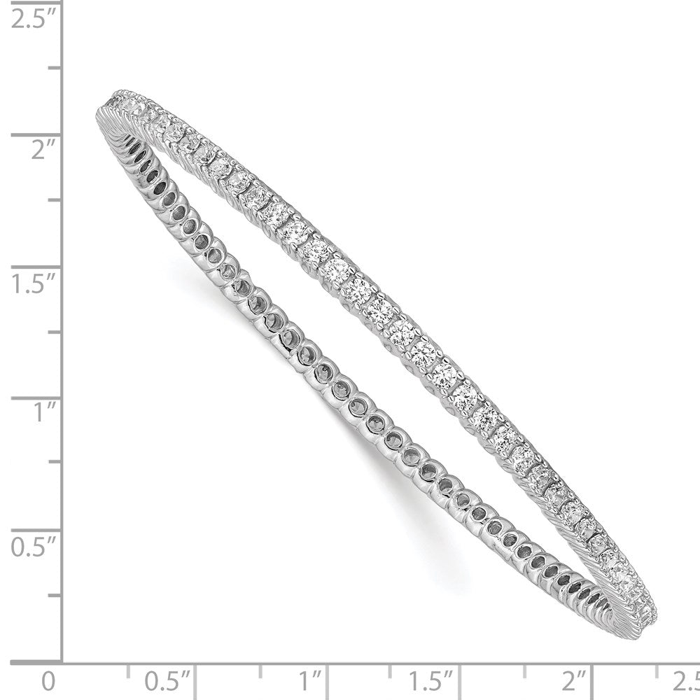 Sterling Shimmer Sterling Silver Rhodium-plated 83 Stone CZ Bangle Bracelet