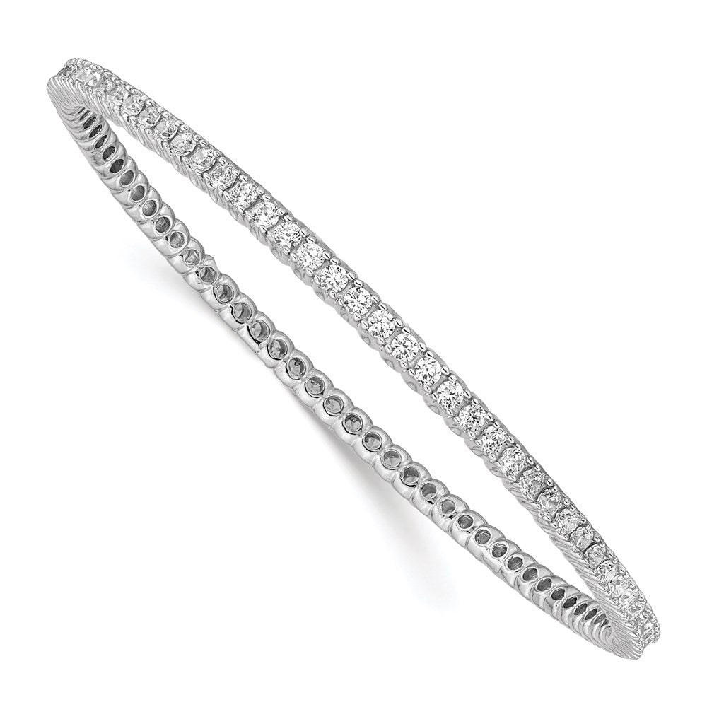 Sterling Shimmer Sterling Silver Rhodium-plated 83 Stone CZ Bangle Bracelet