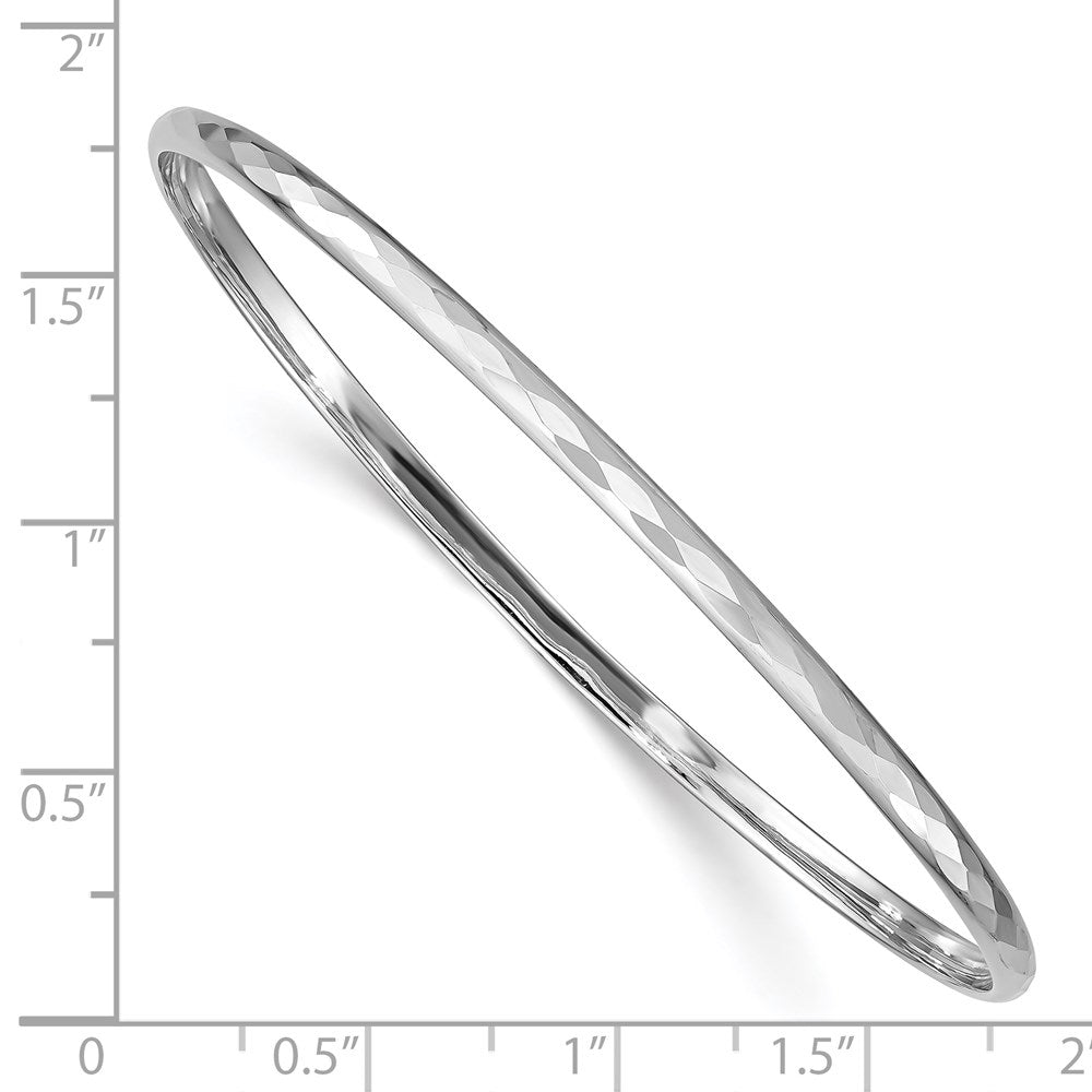 Sterling Silver 3.00mm Rhodium Polished Patterned Bangle