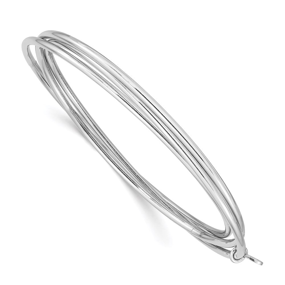 Sterling Silver Rhodium Plated Polished Intertwined Bangle Bracelet