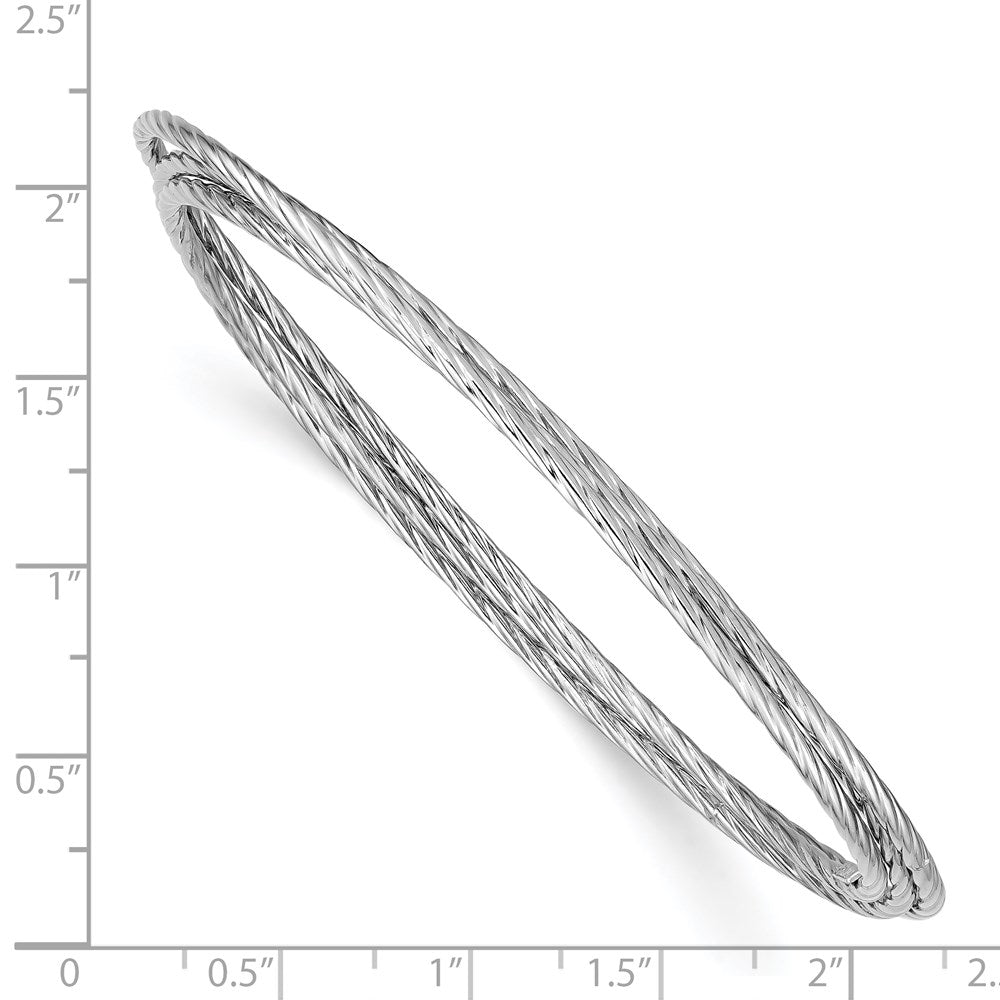 Sterling Silver Rhodium Plated Twisted Intertwined Bangle Bracelet