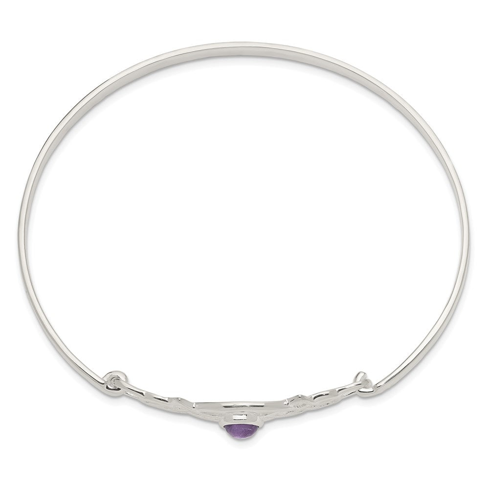 Sterling Silver Amethyst Celtic Knot Bangle Bracelet