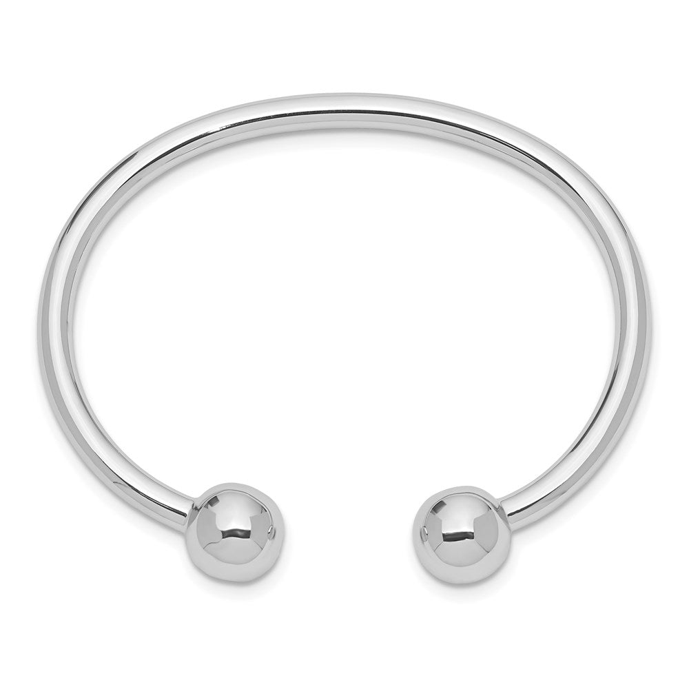 Sterling Silver Rhodium-plated Polished 3mm Children's Cuff Bangle