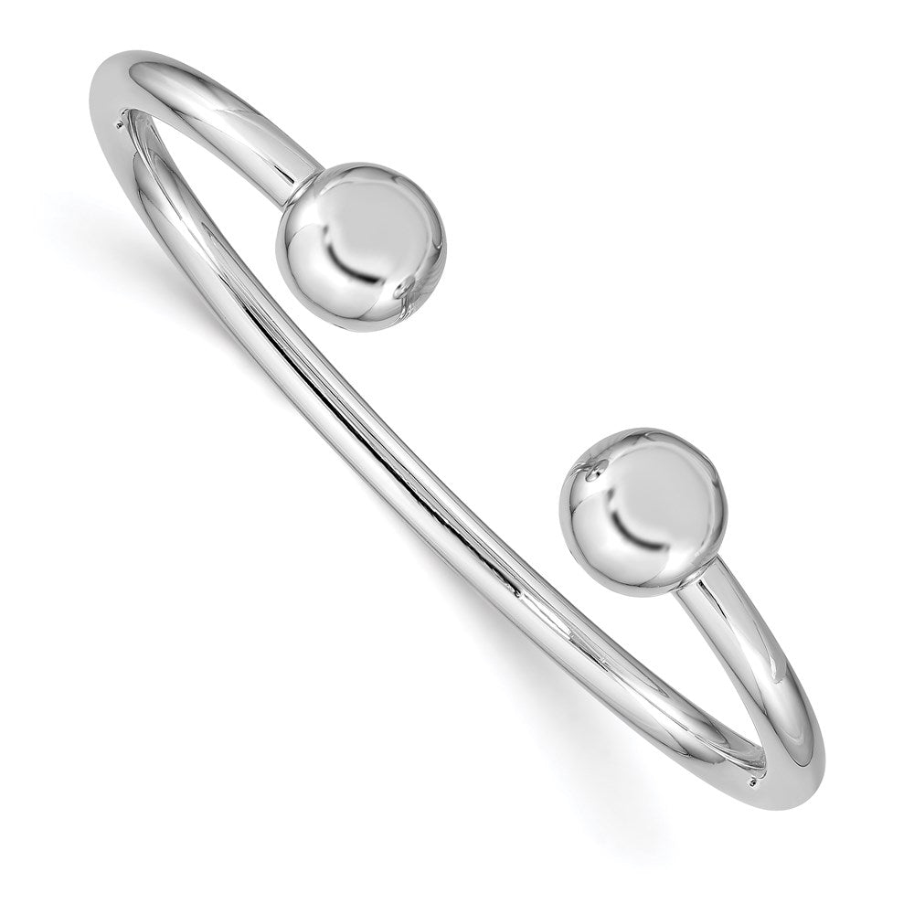 Sterling Silver Rhodium-plated Polished 3mm Children's Cuff Bangle