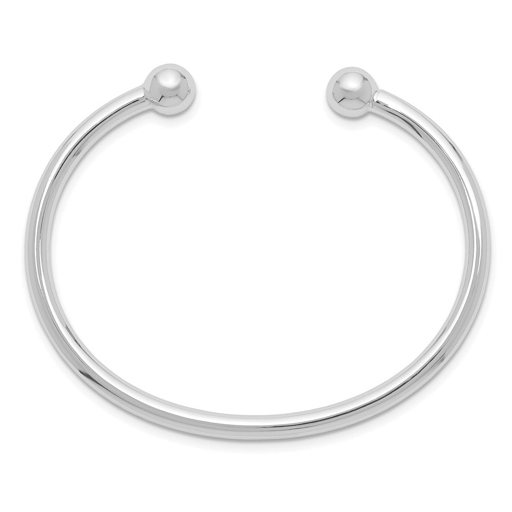 Sterling Silver Rhodium-plated Polished 3mm Children's Cuff Bangle