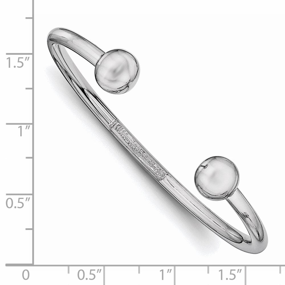 Sterling Silver Rhodium-plated Polished 3mm Children's Cuff Bangle