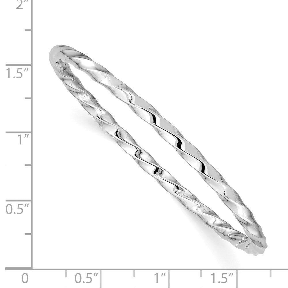 Sterling Silver RH-plated Polished Twisted Slip On Children's Bangle Bracel