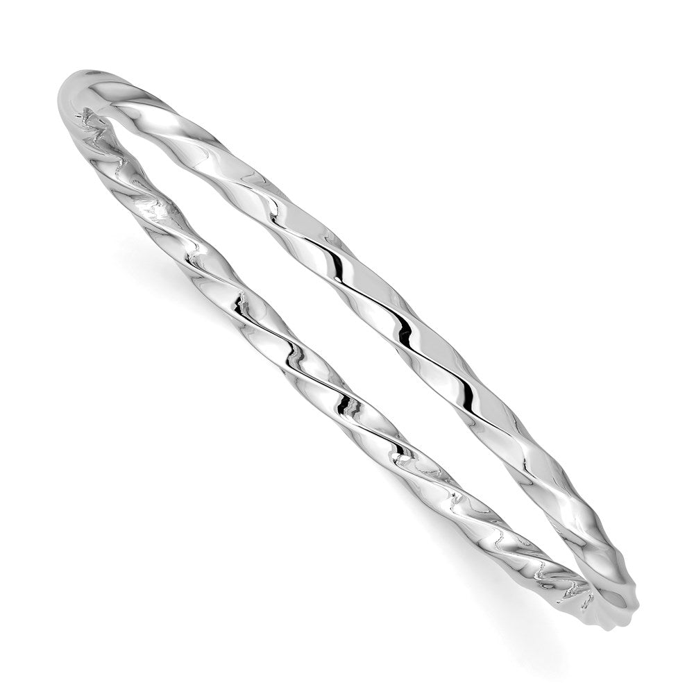 Sterling Silver RH-plated Polished Twisted Slip On Children's Bangle Bracel