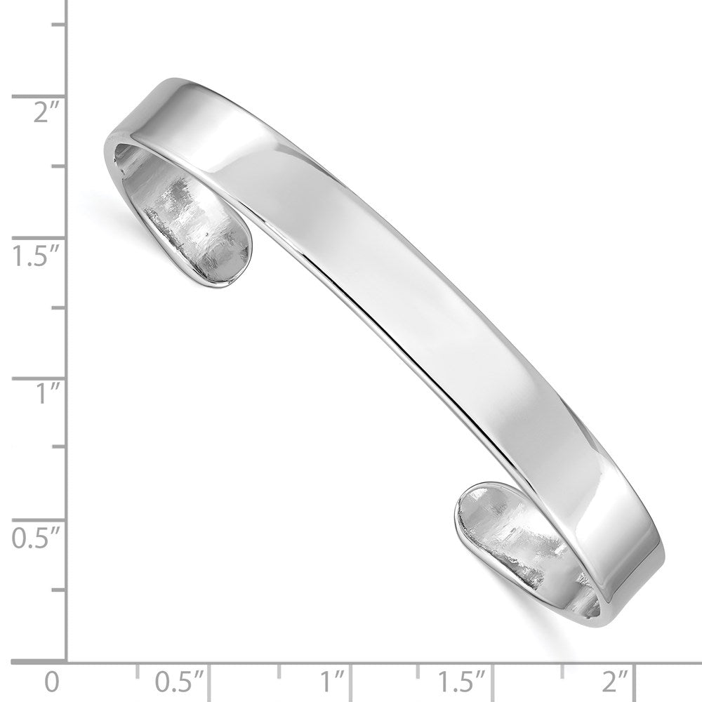 Sterling Silver Rhodium-plated Polished 8mm Children's Cuff Bangle