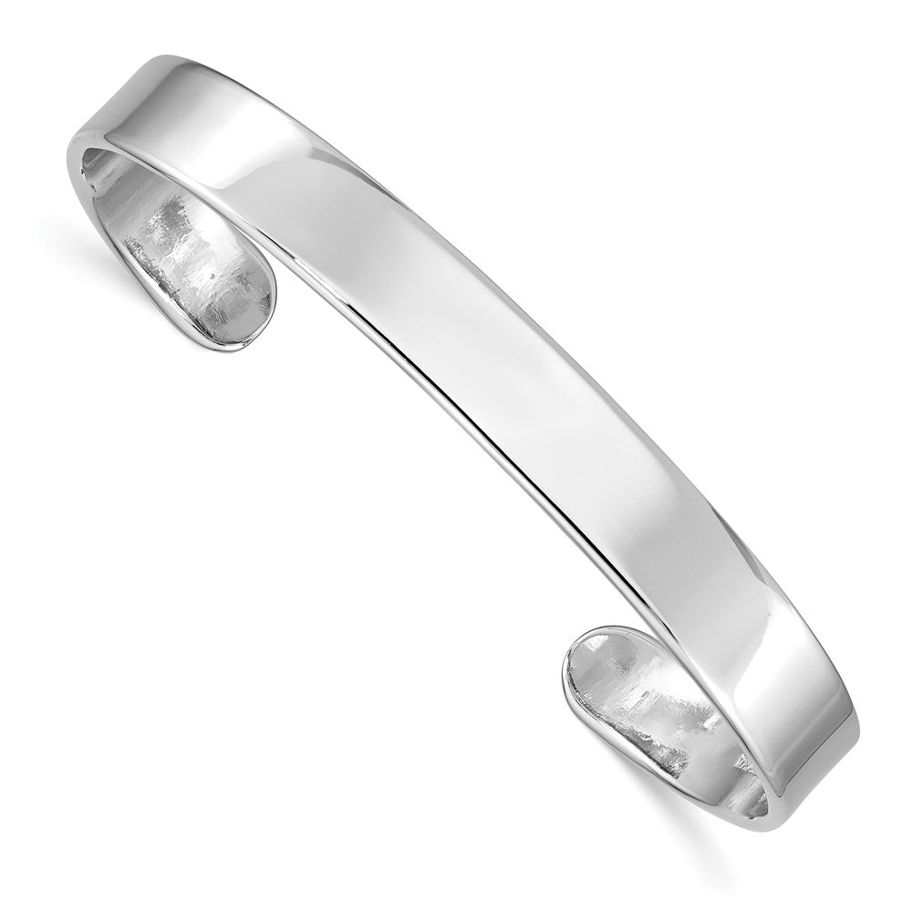 Sterling Silver Rhodium-plated Polished 8mm Children's Cuff Bangle