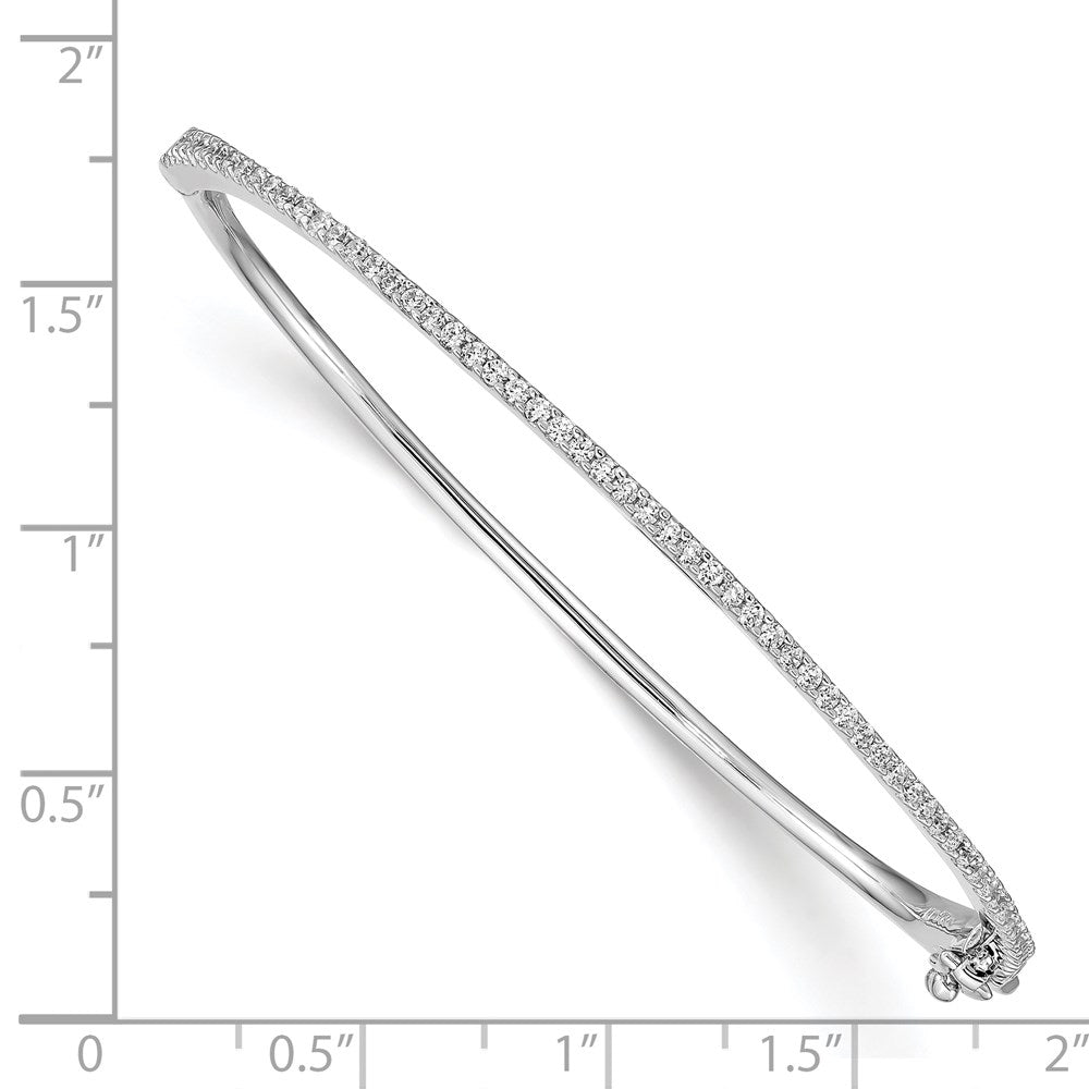 Sterling Shimmer Sterling Silver Rhodium-plated 62 Stone CZ Hinged Bangle Bracelet