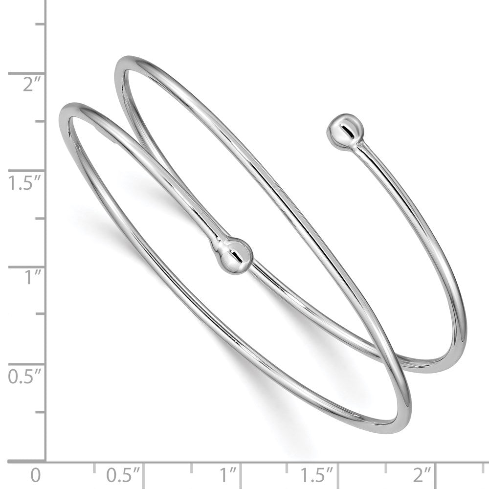 Sterling Silver Rhodium-plated Flexible Wrap Bangle