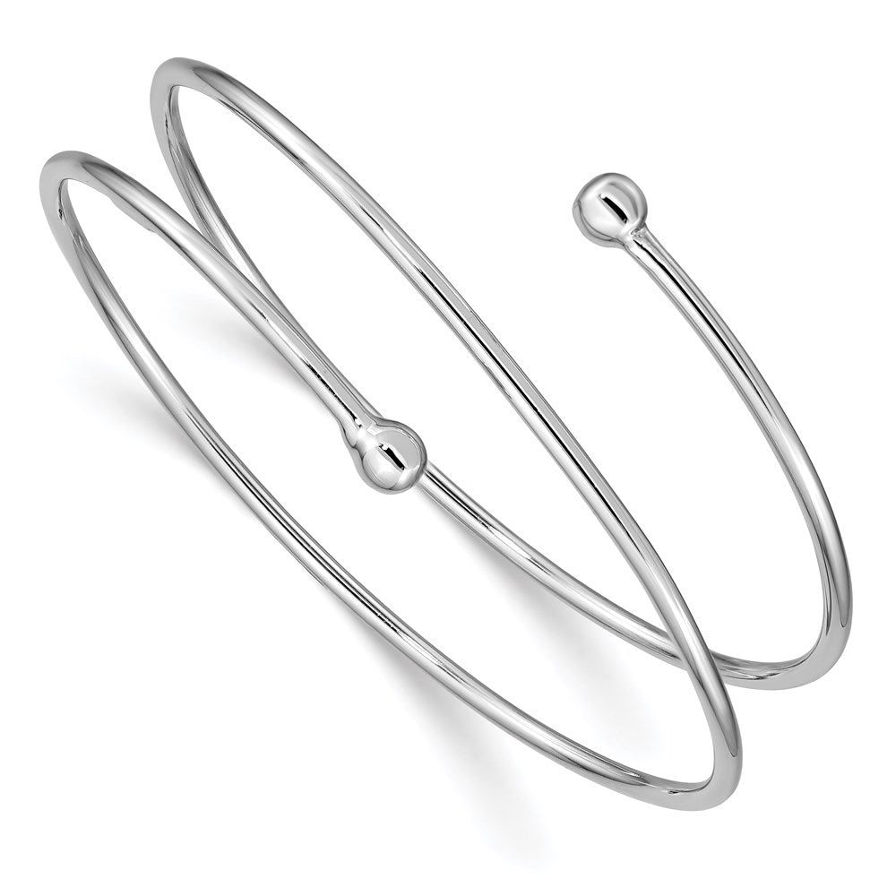 Sterling Silver Rhodium-plated Flexible Wrap Bangle