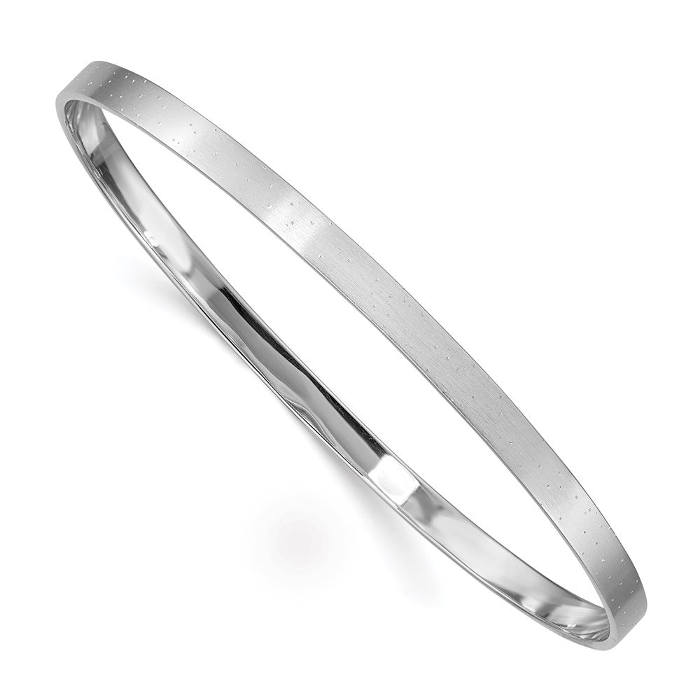 Sterling Silver Rhodium-plated 4.00mm Satin Slip-on Bangle