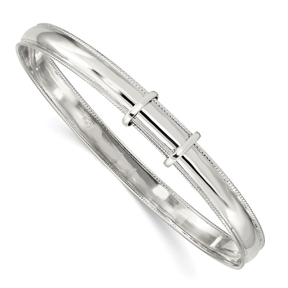 Sterling Silver Polished Milgrain 7mm Expandable Bangle