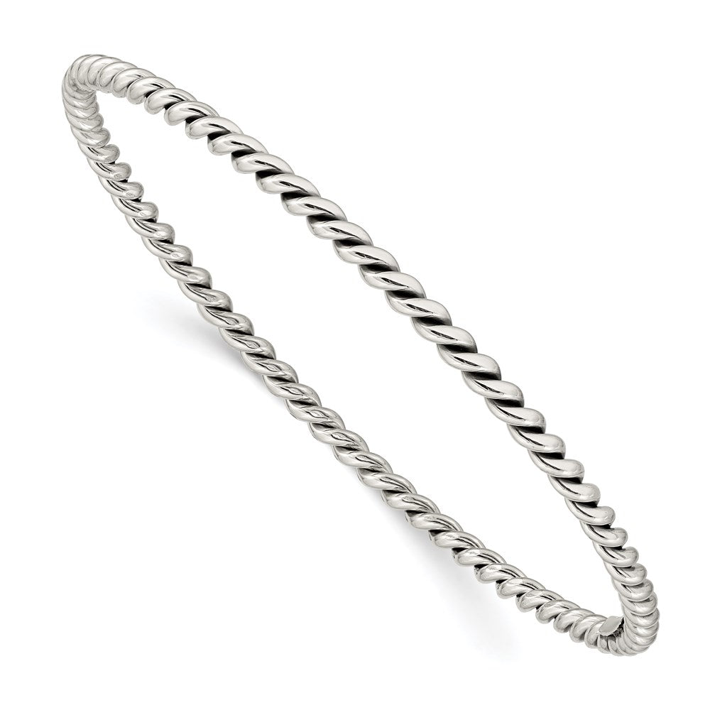 Sterling Silver Antiqued 3mm Twisted Slip-on Bangle