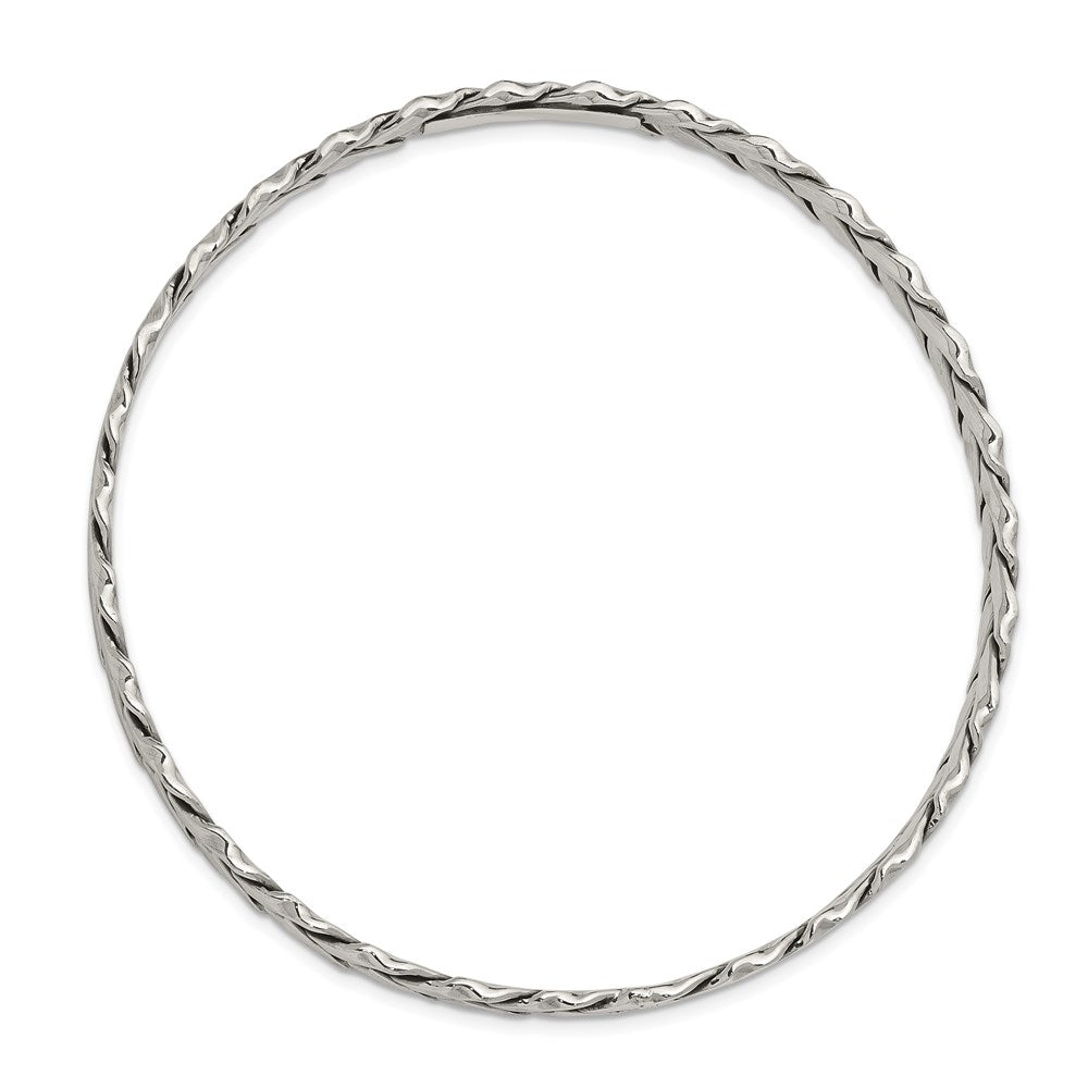 Sterling Silver Antiqued 5.25mm Slip-on Bangle