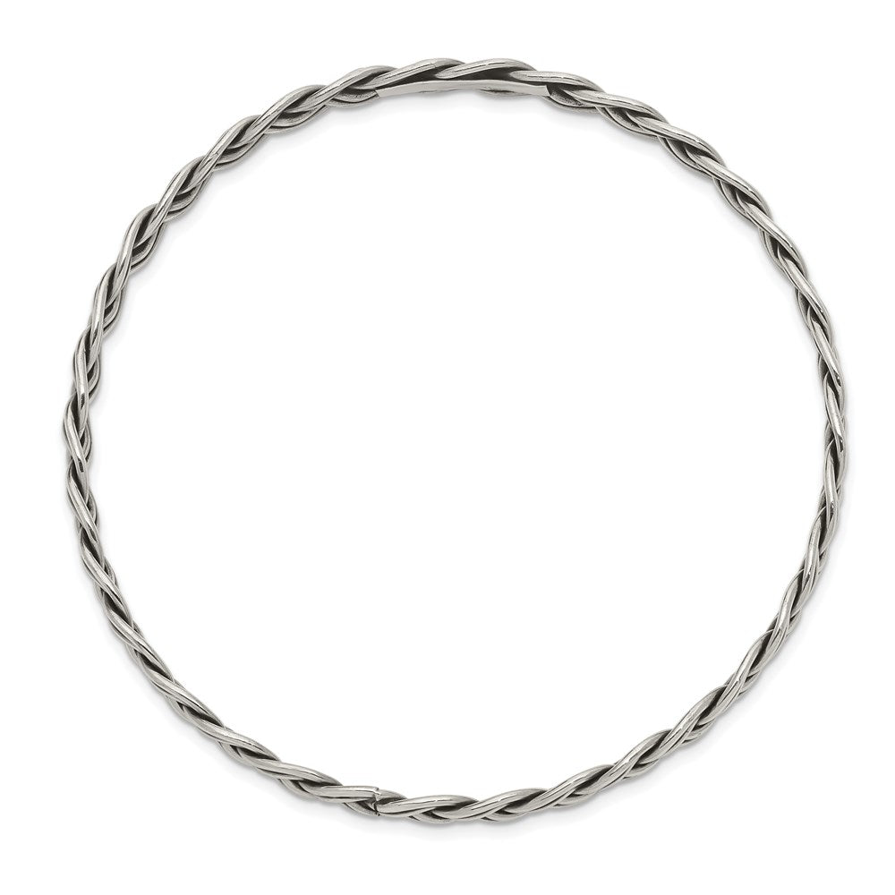 Sterling Silver Antiqued 5.25mm Slip-on Bangle