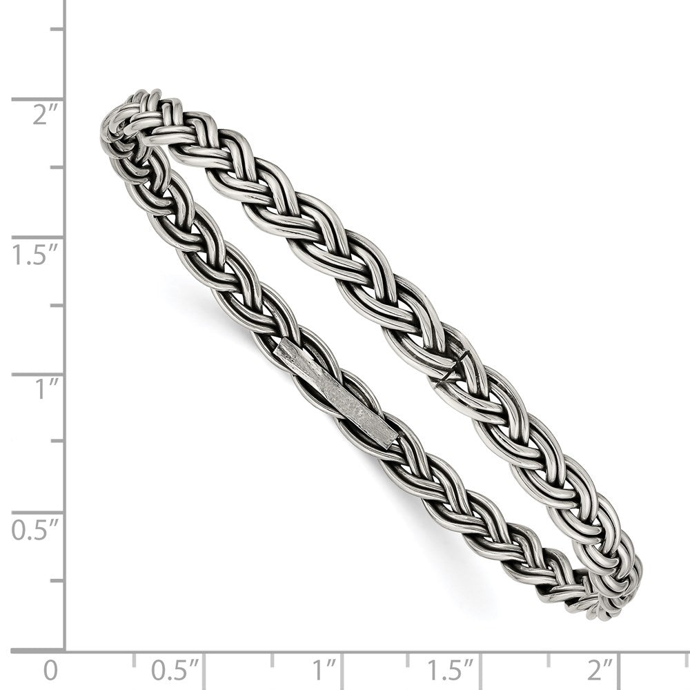 Sterling Silver Antiqued 5.25mm Slip-on Bangle