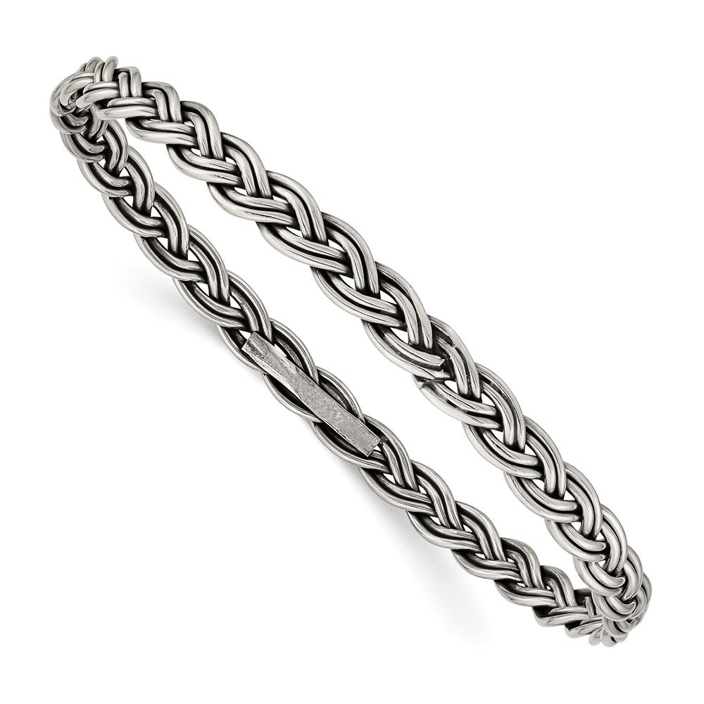 Sterling Silver Antiqued 5.25mm Slip-on Bangle