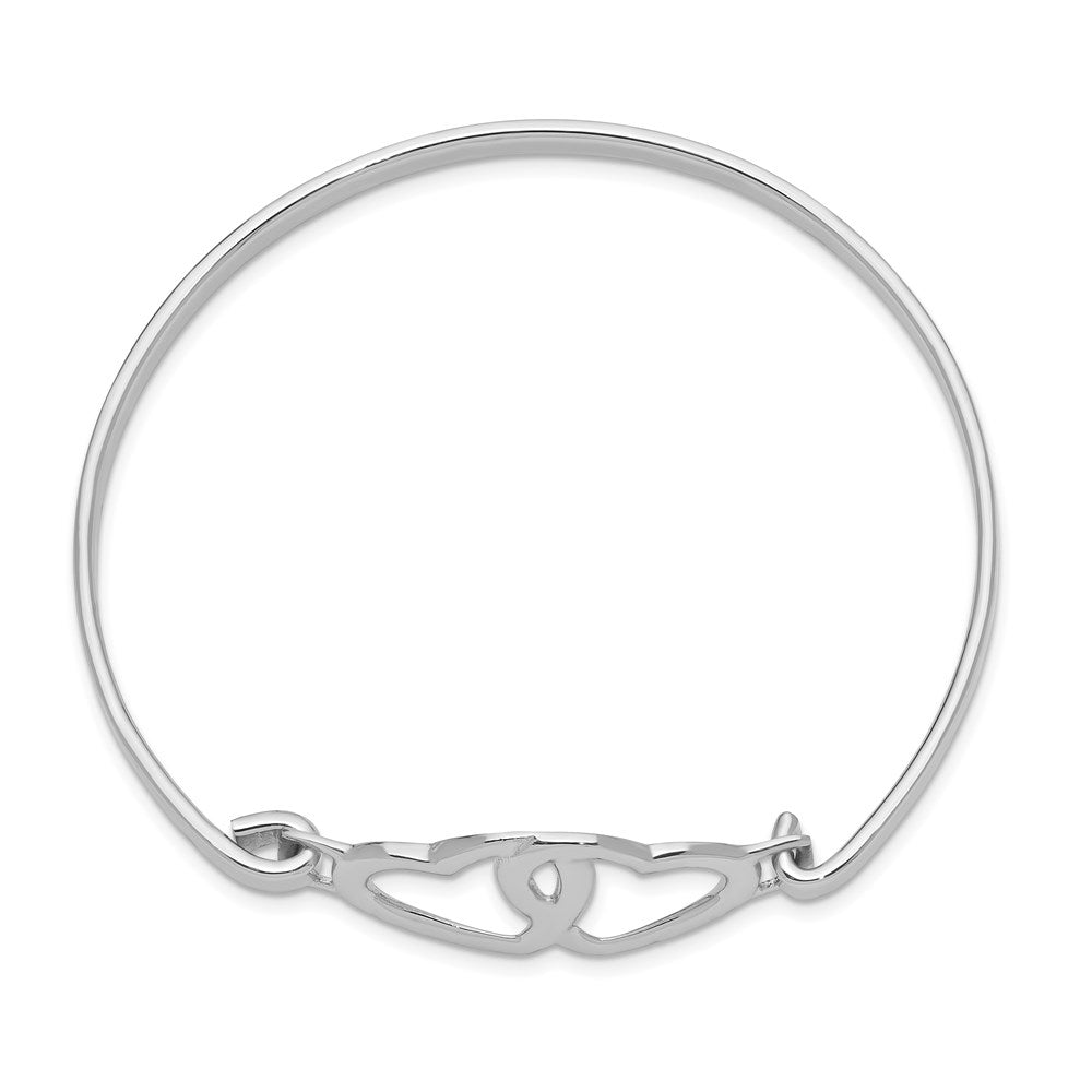 Sterling Silver Rhodium-plated Heart Bangle