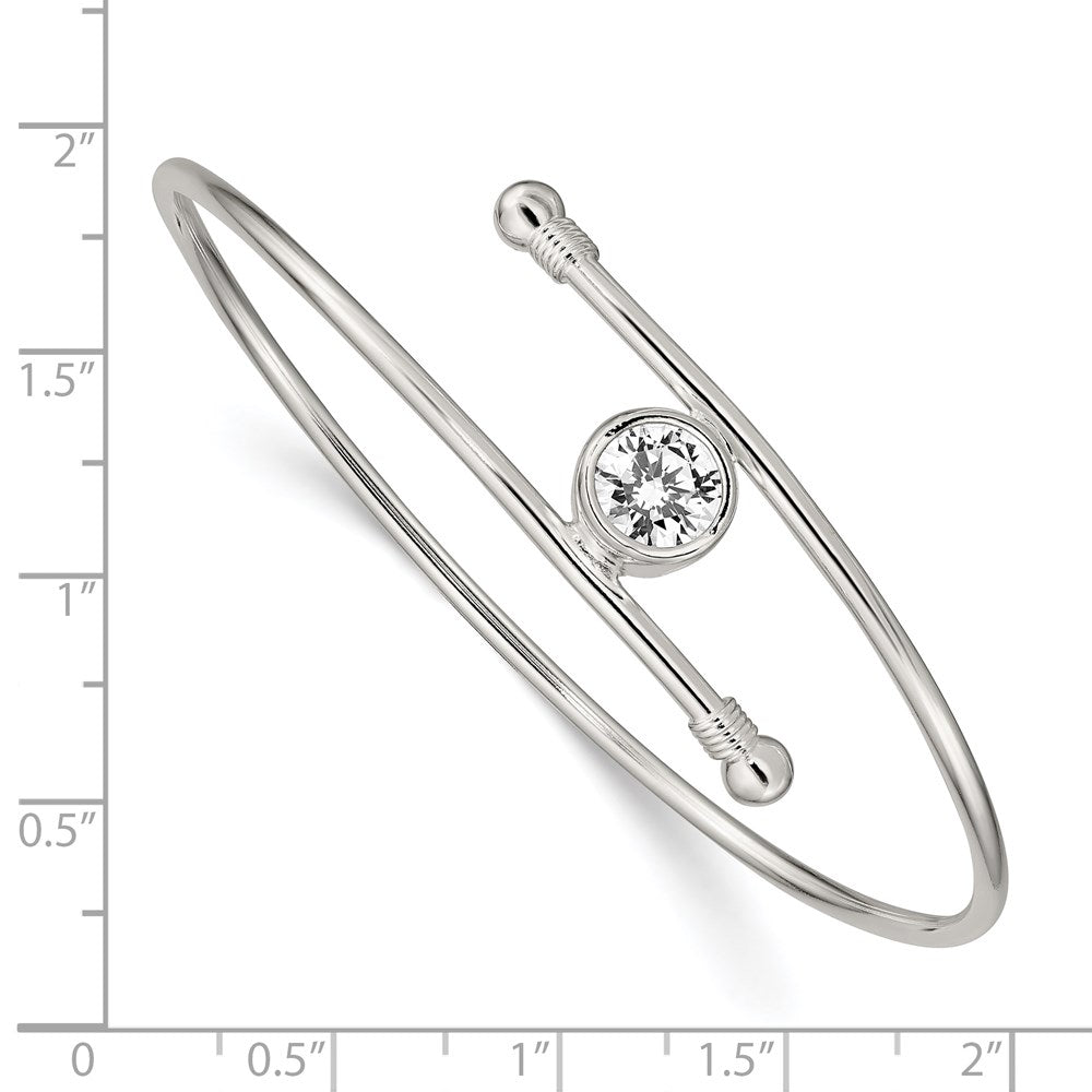 Sterling Silver Polished CZ Bangle