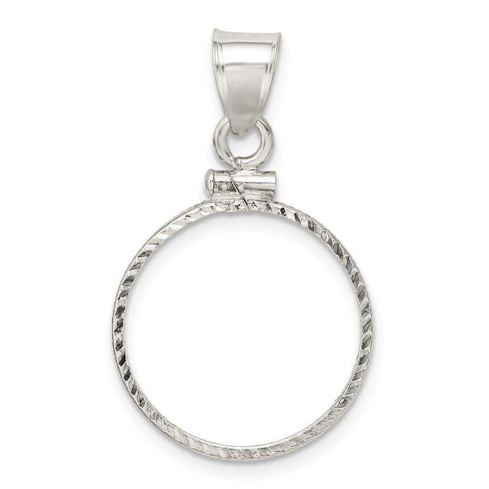 Wideband Distinguished Coin Jewelry Sterling Silver Polished and Diamond-cut 19.1 x 1.5mm $0.01 Screw Top Coin Bezel Pendant