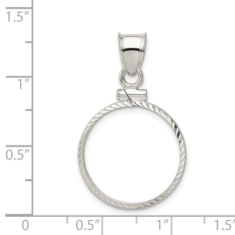 Wideband Distinguished Coin Jewelry Sterling Silver Polished and Diamond-cut 19.1 x 1.5mm $0.01 Screw Top Coin Bezel Pendant