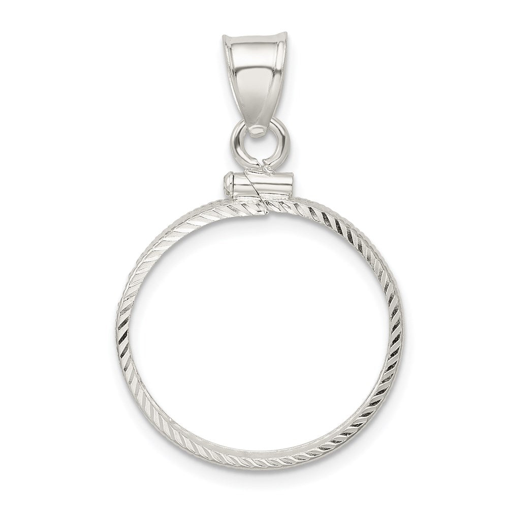 Wideband Distinguished Coin Jewelry Sterling Silver Polished and Diamond-cut 21.1 x 2.0mm $0.05 Screw Top Coin Bezel Pendant