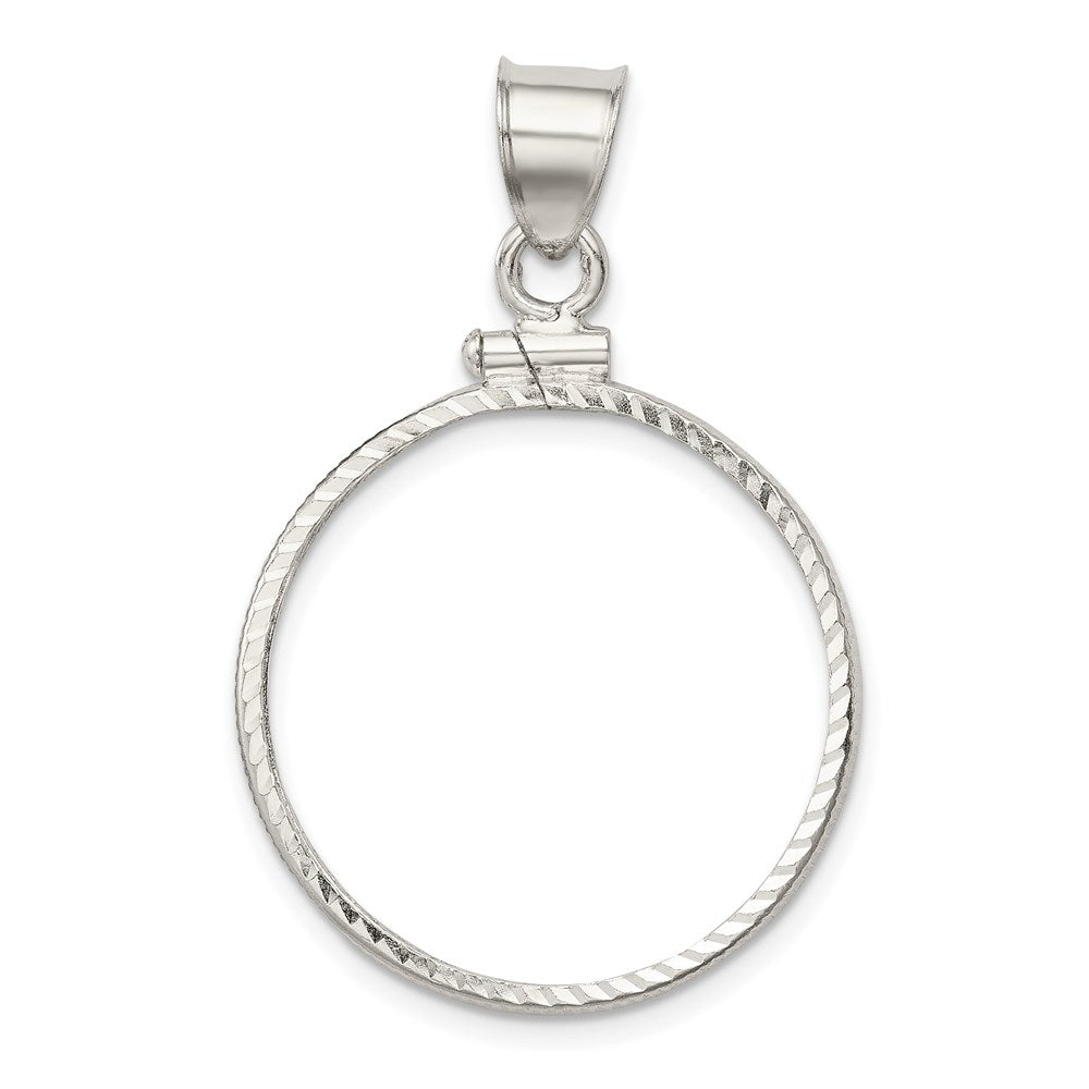 Wideband Distinguished Coin Jewelry Sterling Silver Polished and Diamond-cut 24.1 x 1.7mm $0.25 Screw Top Coin Bezel Pendant