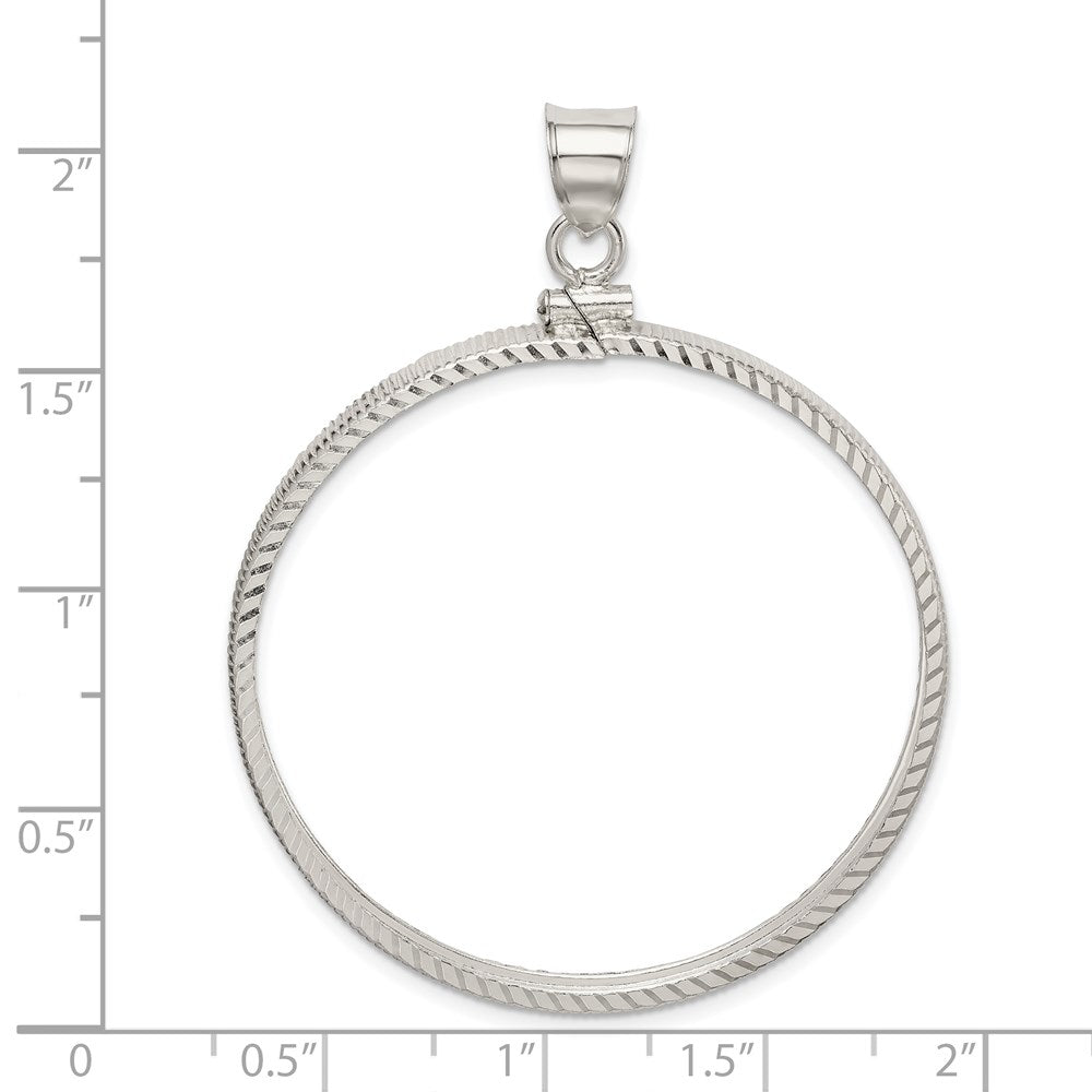 Wideband Distinguished Coin Jewelry Sterling Silver Polished and Diamond-cut 39.4 x 3.1mm 1 oz. Screw Top Coin Bezel Pendant