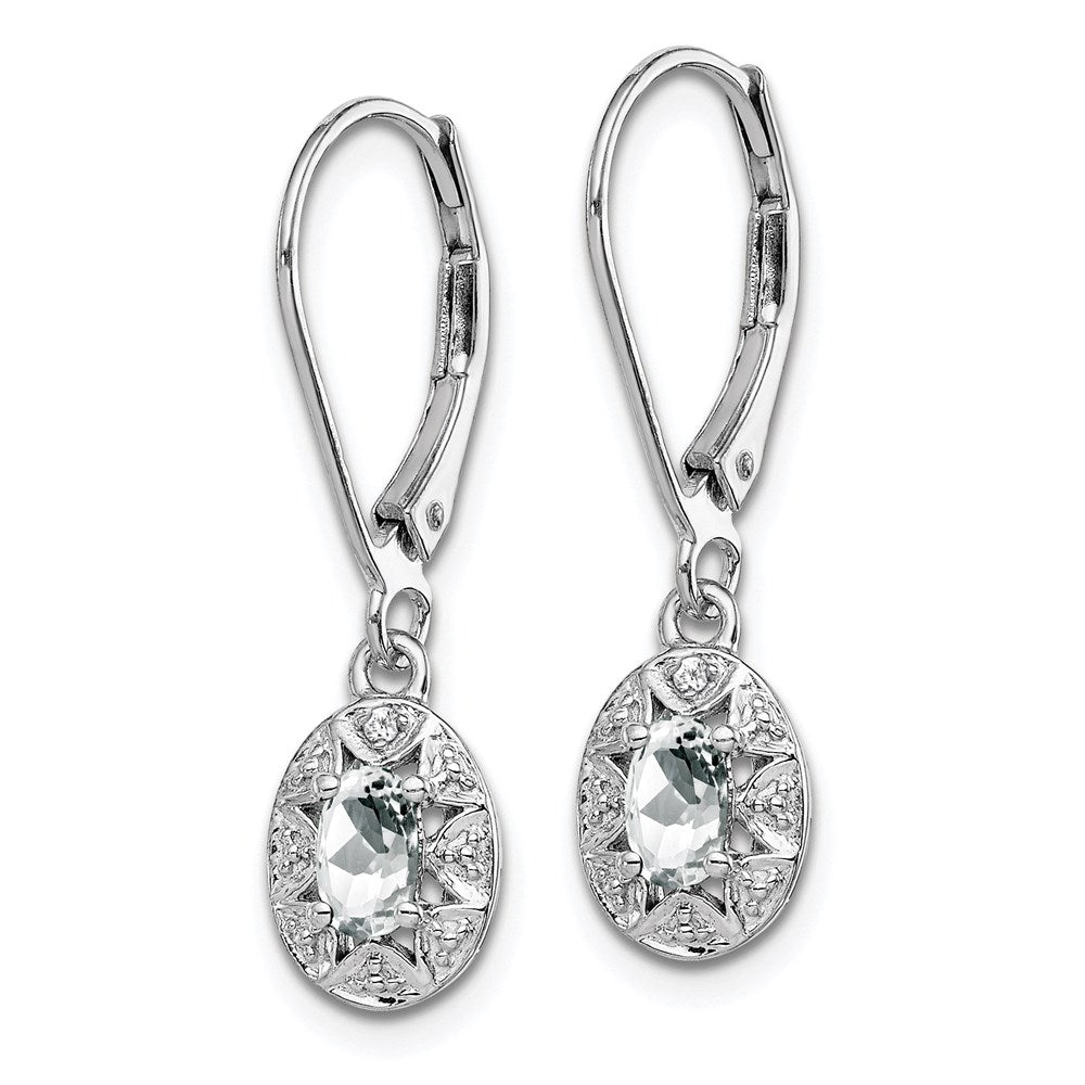 Sterling Silver Rhodium-plated Diam. & White Topaz Earrings