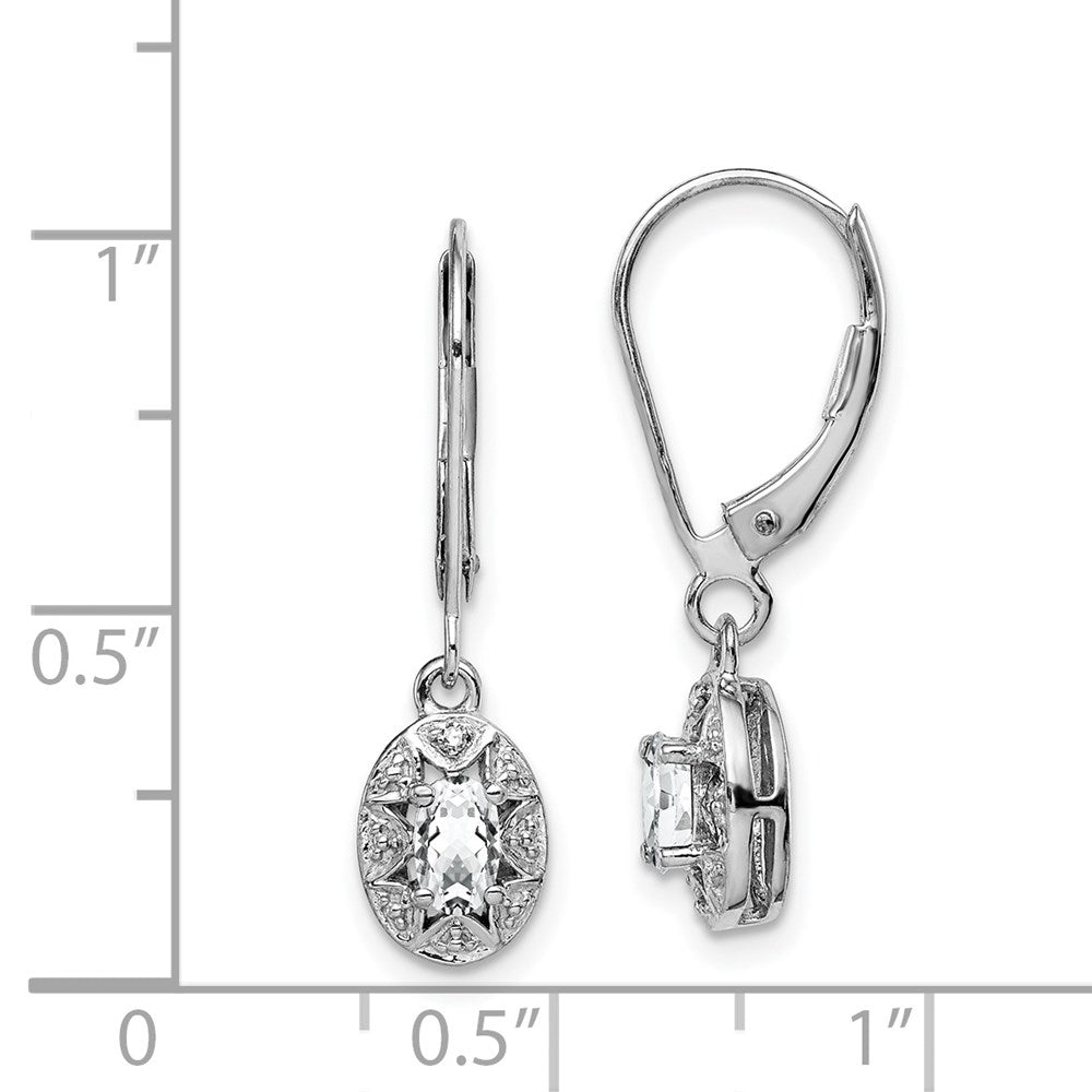 Sterling Silver Rhodium-plated Diam. & White Topaz Earrings