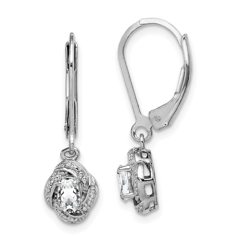 Sterling Silver Rhodium-plated Diam. & White Topaz Earrings