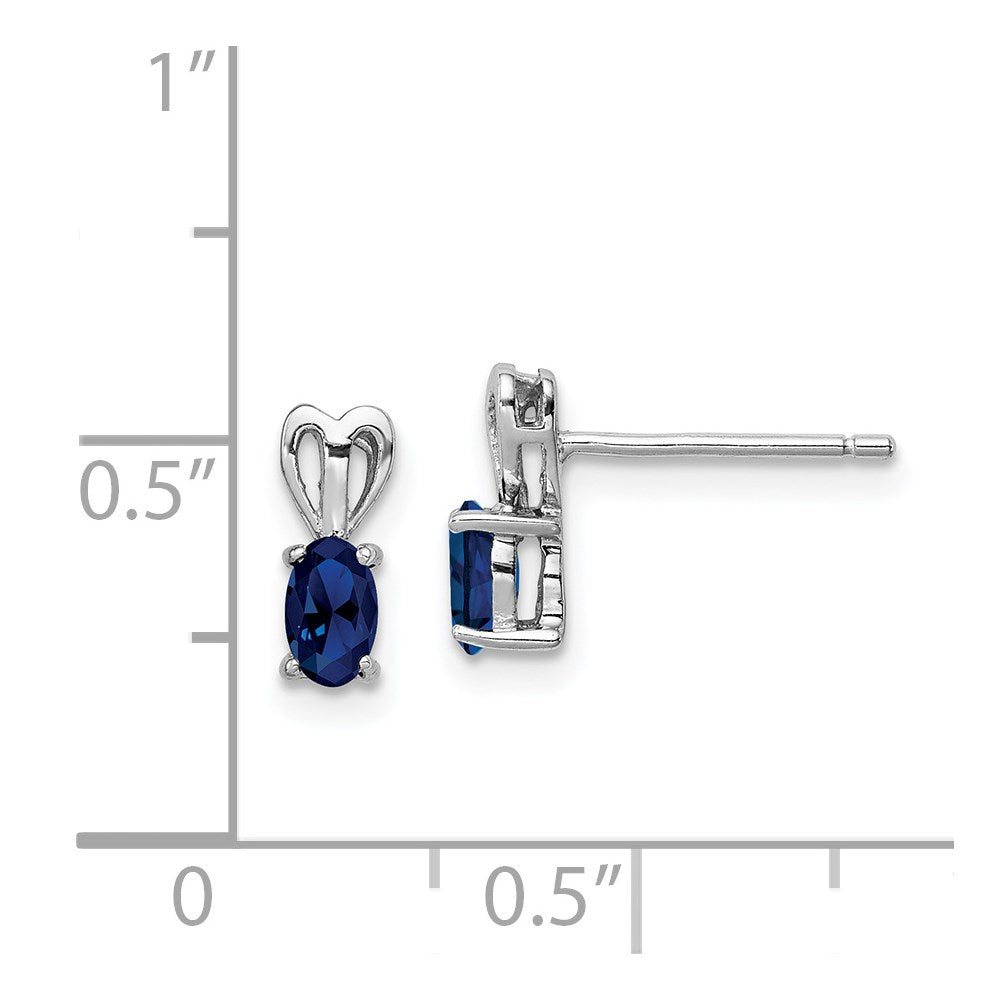 Sterling Silver Rhodium-plated Created Sapphire Earrings