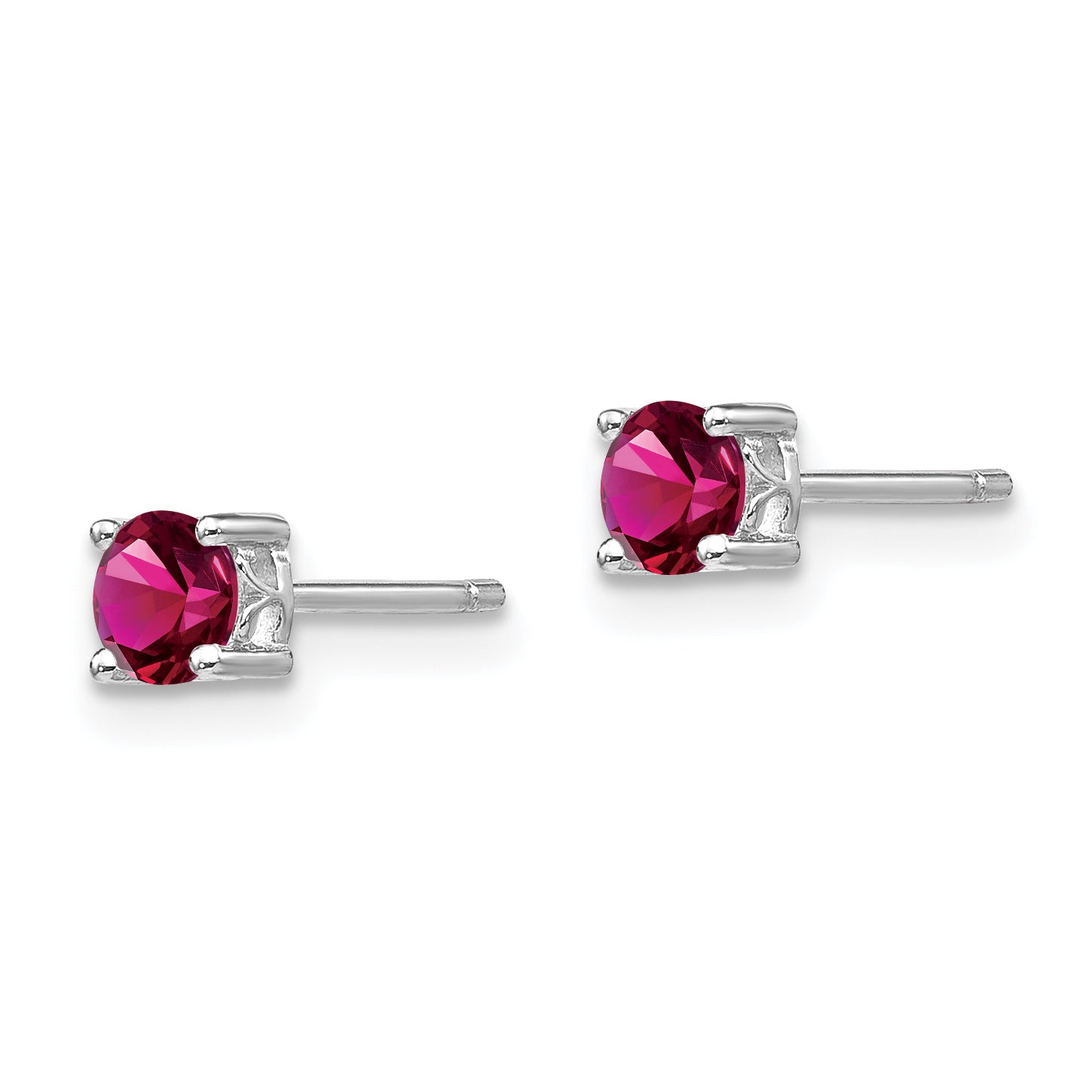 Sterling Silver 4mm Round Created Ruby Post Earrings QBE26JUL