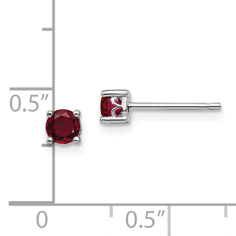 Sterling Silver 4mm Round Created Ruby Post Earrings QBE26JUL