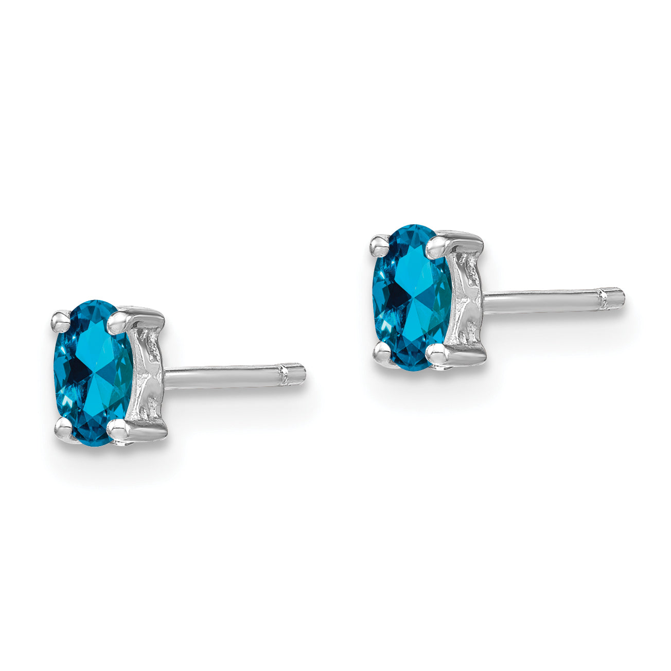 Sterling Silver 5x3mm Oval Swiss Blue Topaz Post Earrings QBE29DEC